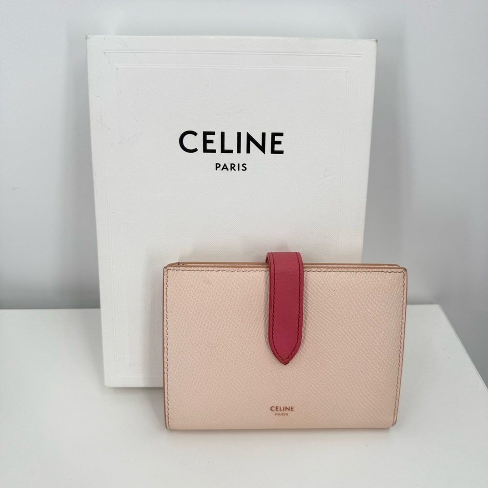 Celine Pink Bi-Color Medium Bifold Wallet with COA and Box